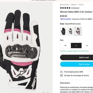 Womens ALPINESTARS STELLA SMX-2 AIR CARBON V2 GLOVES